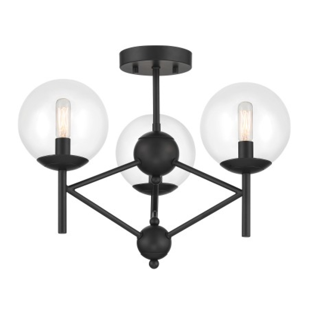 3 LIGHT, SEMI FLUSH FIXTURE IN METAL