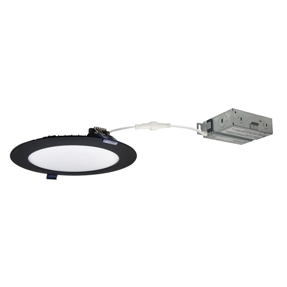 6&#34; FLAT Non-Metallic Can-less LED Downlight, Selectable CCT, 1050lm / 13.5W, Black finish