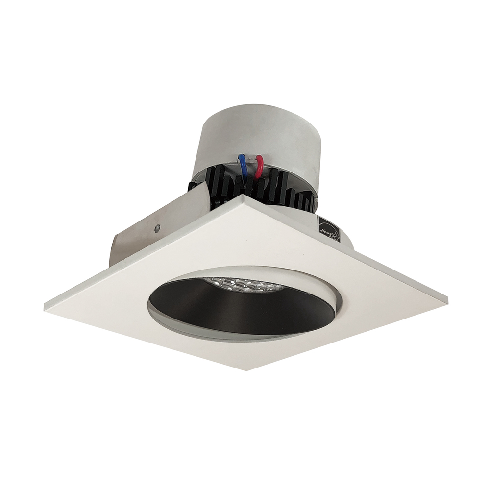 4&#34; Pearl LED Square Adjustable Cone Retrofit, 1000lm / 12W, 3000K, Black Reflector / White