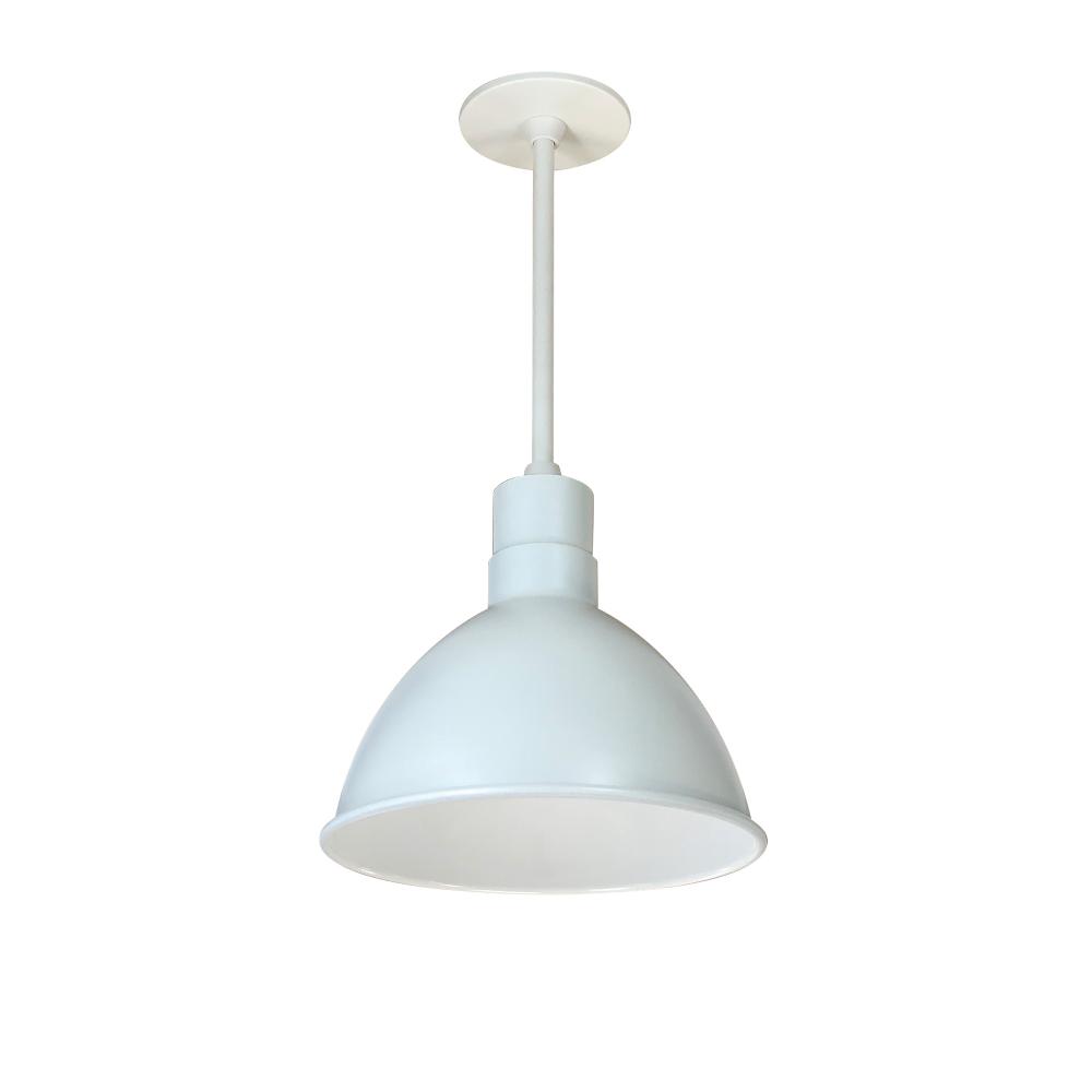 10&#34; RLM 12&#34; Stem Mounted LED Shade, 3000lm, 4000K, White, 120V 0-10V/Triac/ELV & 277V 0-10V
