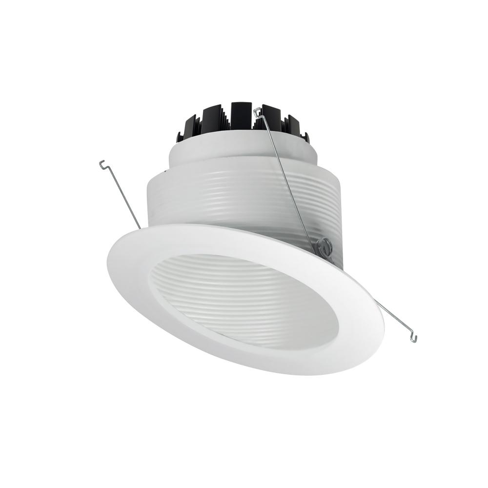 6&#34; Marquise III Round Slope Baffle, 900lm, 2700K, Flood Optic, White Baffle/White Flange