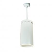 Nora NYLS3-6P1L240FP01WWW - 6" Sapphire III Pendant Mount White Cylinder, Matte Powder White Reflector/Matte Powder White
