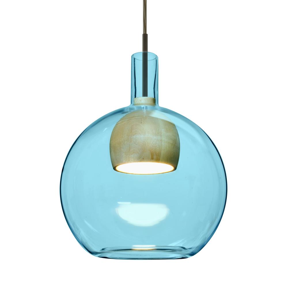 Besa, Benji Cord Pendant, Blue/Natural, Bronze Finish, 1x9W LED, 15Ft. Cord