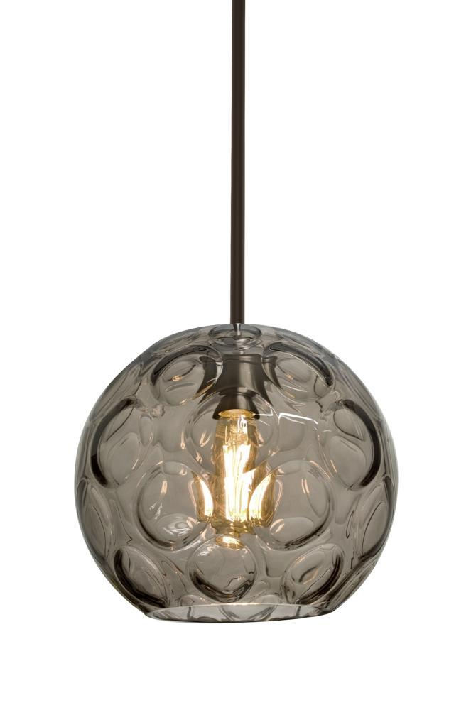 Besa Bombay Cord Pendant, Smoke, Bronze Finish, 1x8W LED Filament, 15Ft. Cord