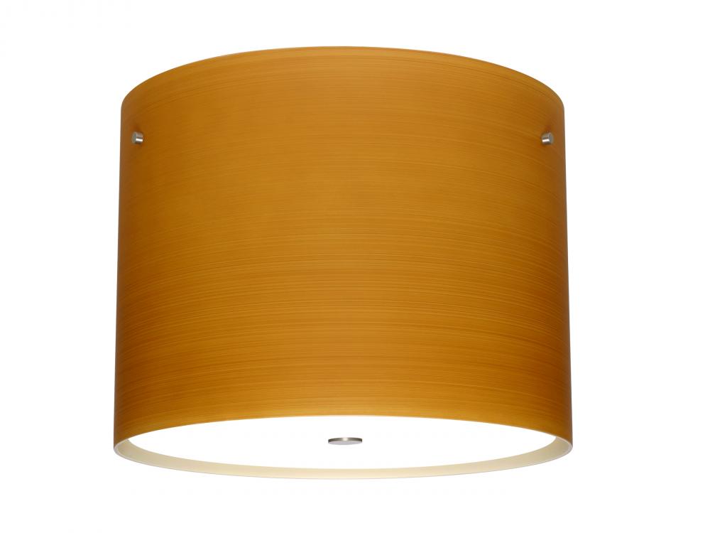 Three Light Nickel Drum Shade Flush Mount