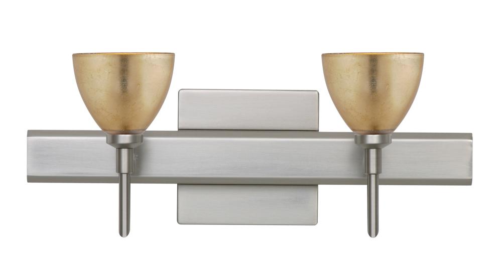 Besa Divi Wall With SQ Canopy 2SW Gold Foil Satin Nickel 2x40W G9