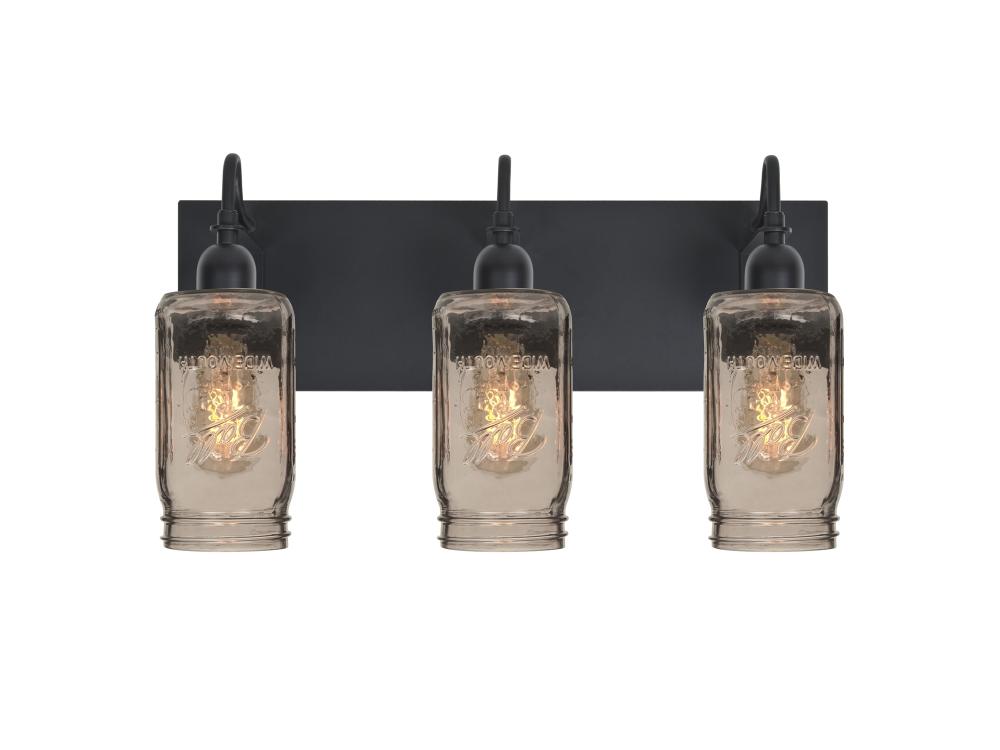 Besa Milo 4 Vanity, Smoke, Black Finish, 3x7W LED Filament