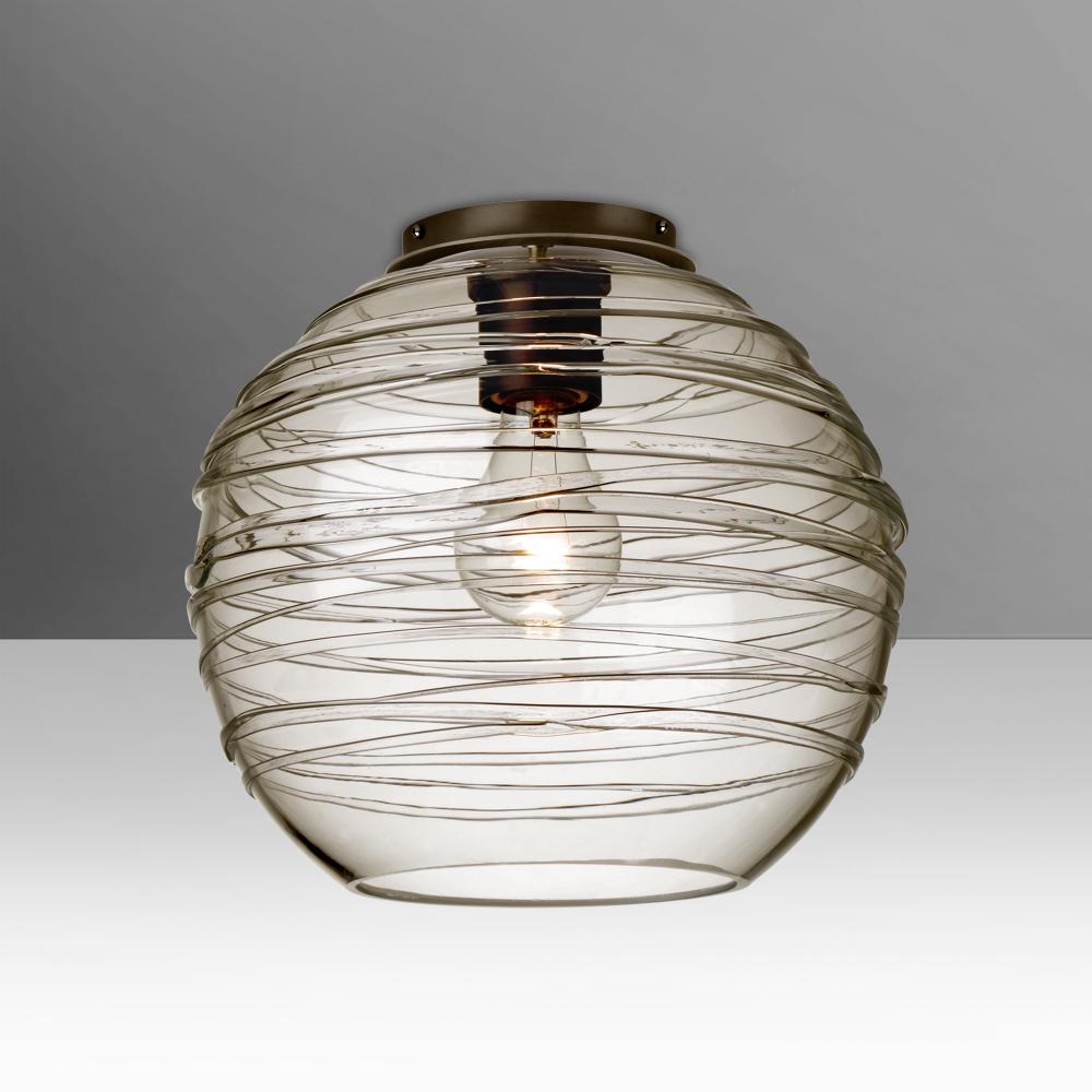 Besa, Wave 10 Ceiling, Smoke, Bronze Finish, 1x8W LED Filament