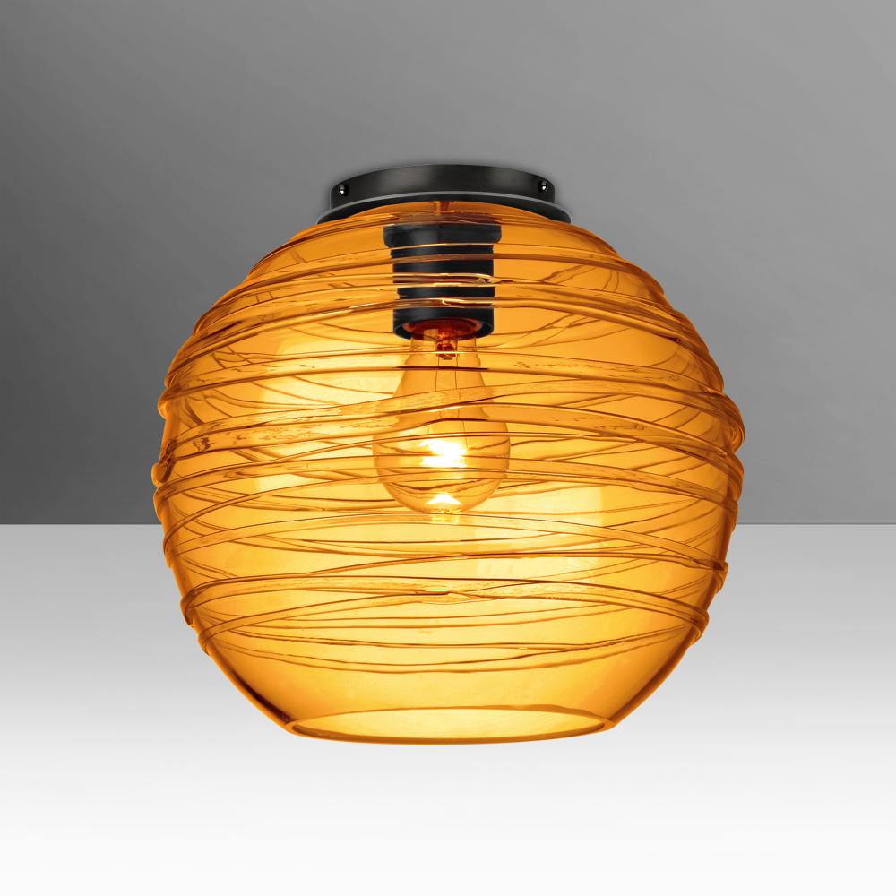 Besa Wave 10 Ceiling Black Amber 1x8W LED Filament