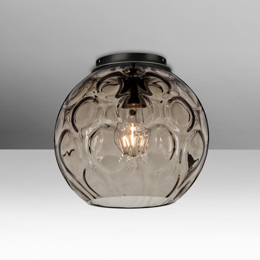 Besa, Bombay Ceiling, Smoke, Black Finish, 1x9W LED Filament