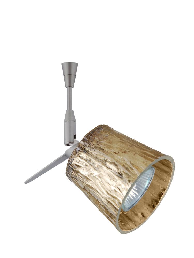 Besa Spotlight With 12&#34; Stem Nico 3 Satin Nickel Stone Gold Foil 1x50W Halogen Mr16