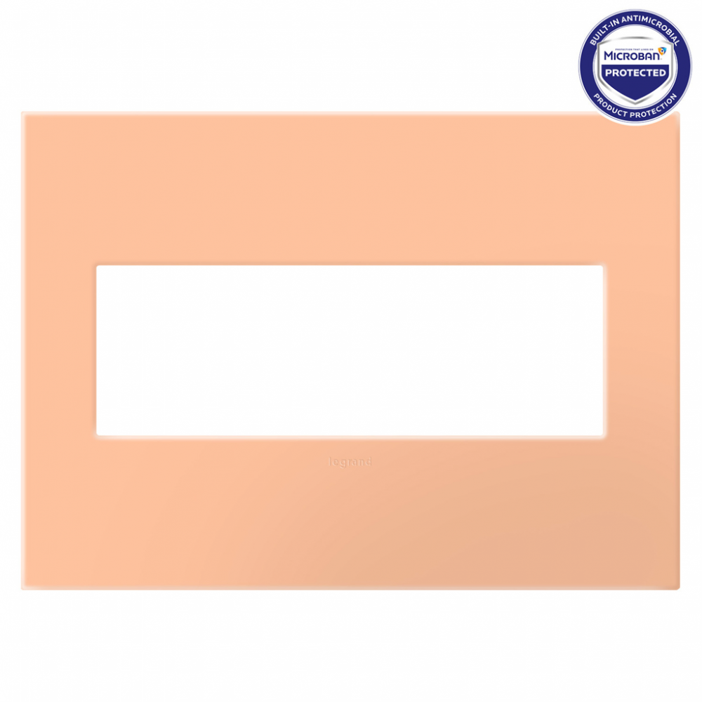 adorne Peachy Three-Gang Screwless Wall Plate with Microban