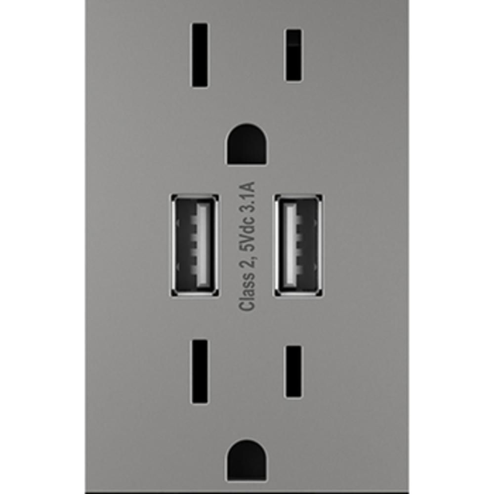 adorne® Dual-USB Outlet , Magnesium