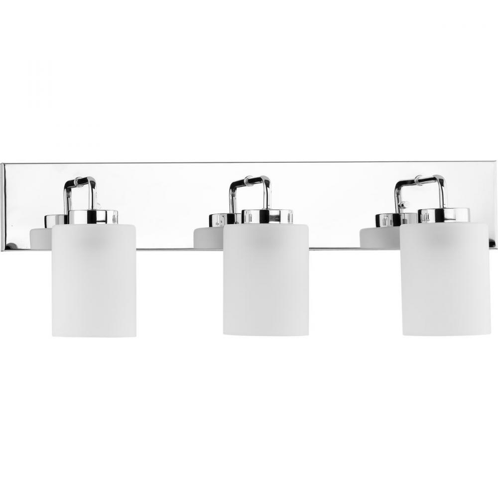 Merry Collection Three-Light Polished Chrome Etched Glass Transitional Style Bath Vanity Wall Light