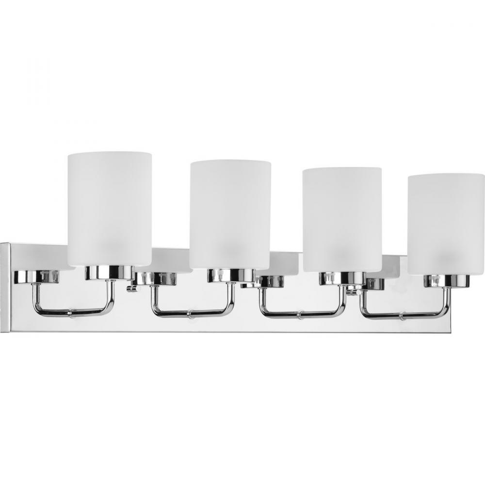 Merry Collection Four-Light Polished Chrome Etched Glass Transitional Style Bath Vanity Wall Light