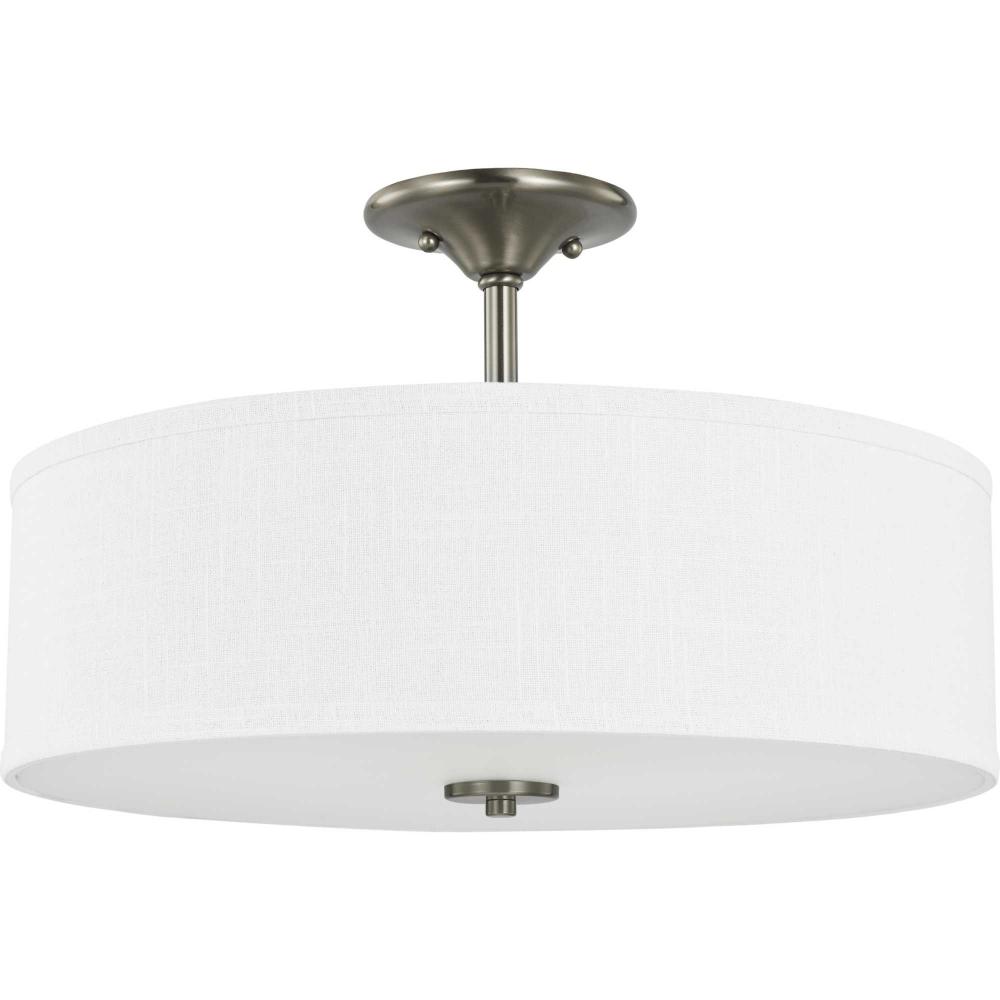 Inspire Collection Brushed Nickel Three-Light 18&#34; Semi-Flush Mount