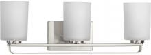 Progress P300343-009 - League Collection Three-Light Brushed Nickel and Etched Glass Modern Farmhouse Bath Vanity Light