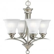 Progress P4326-09 - Trinity Collection Four-Light Brushed Nickel Etched Glass Traditional Chandelier Light