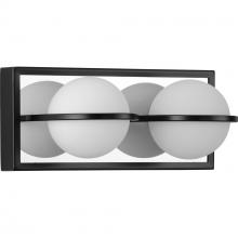 Progress P300311-031-30 - Pearl LED Collection Two-Light Matte Black and Opal Glass Modern Style Bath Vanity Wall Light