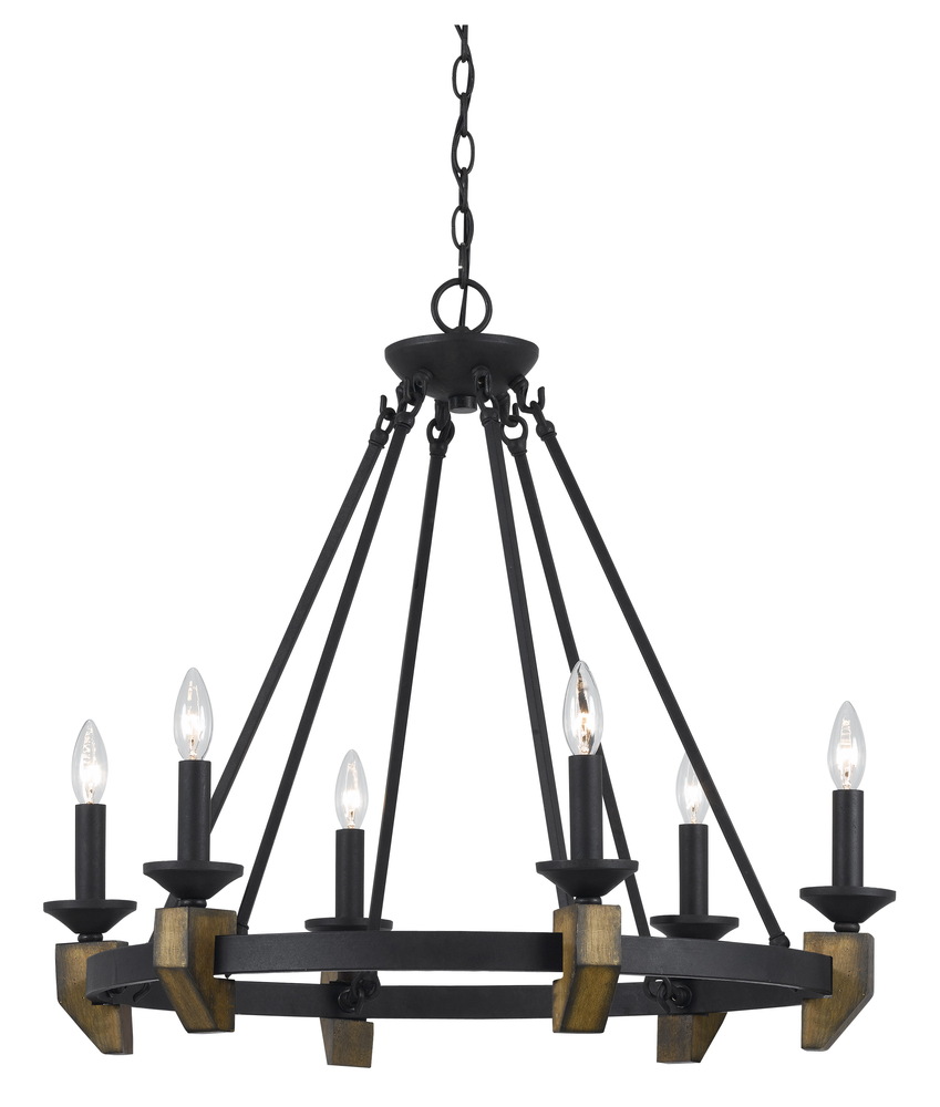 26.5&#34; Height Metal and Wood Chandelier in Warm Bronze Finish