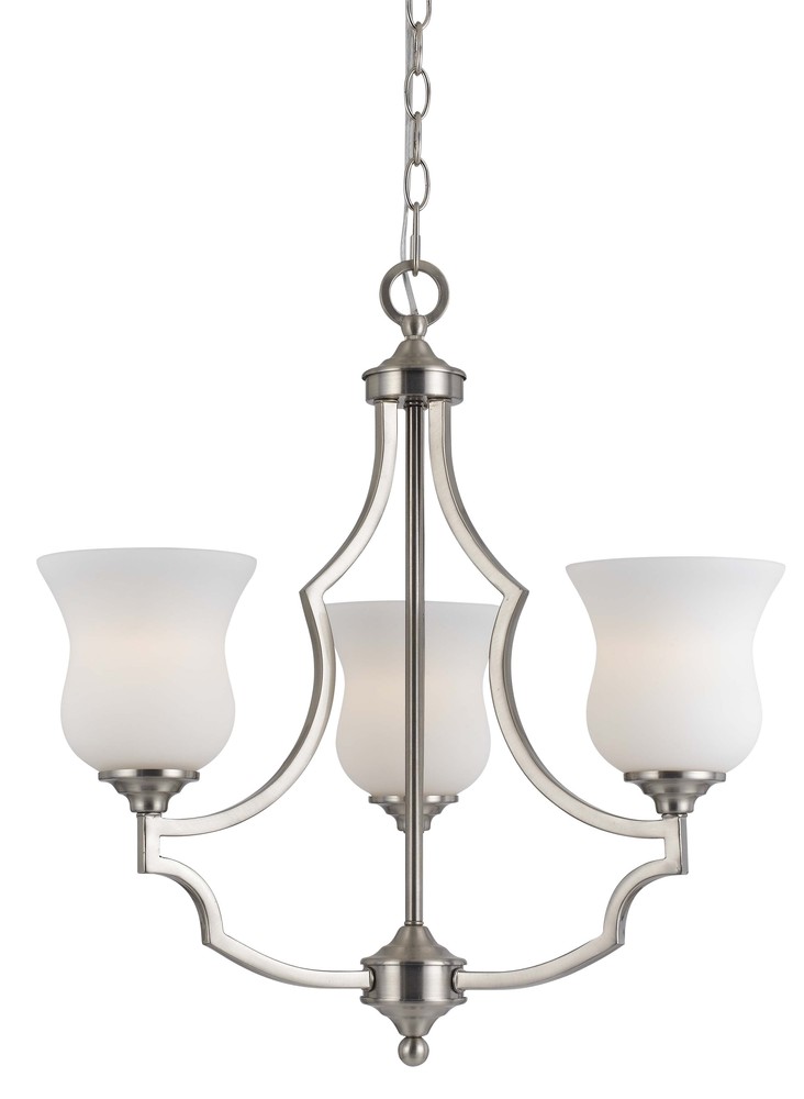 22&#34; Inch Three Light Chandelier in Brushed Steel