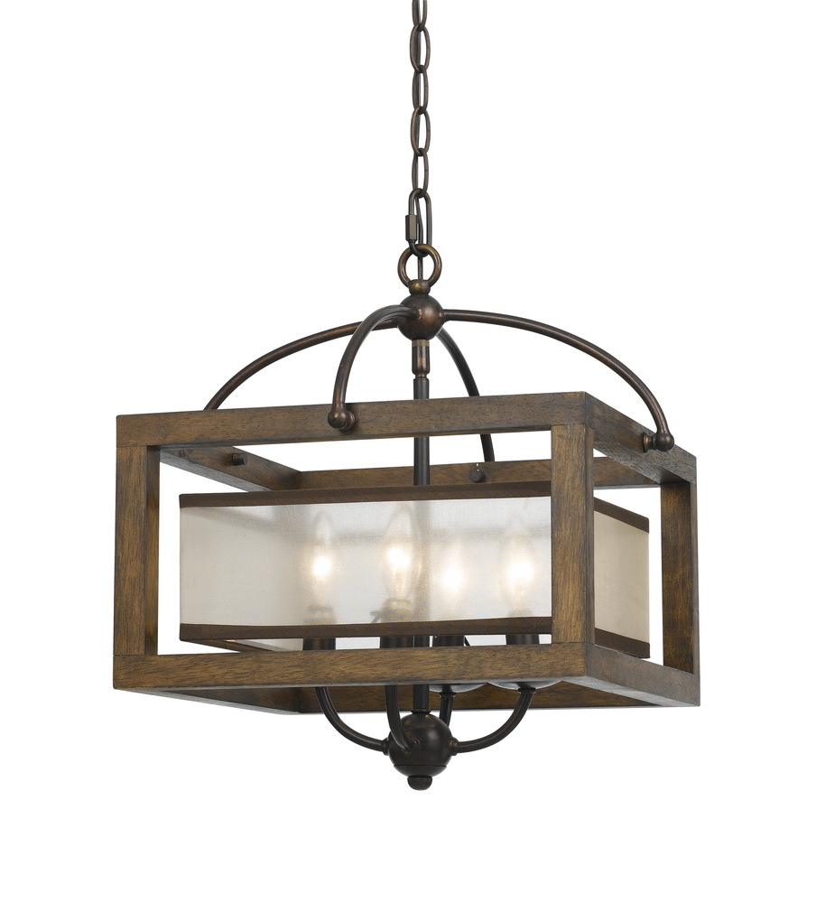 16&#34; Inch Four Light Semi Flush Pendant in Dark Bronze