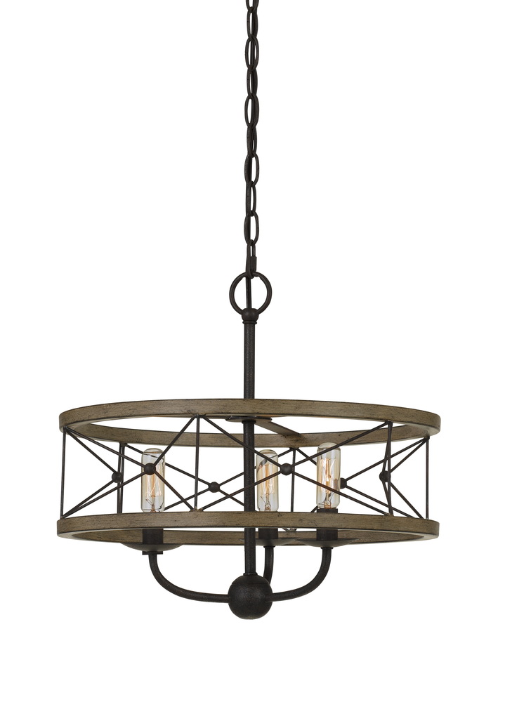 16&#34; Height Metal Pendant in Distressed Ivory and Iron Finish