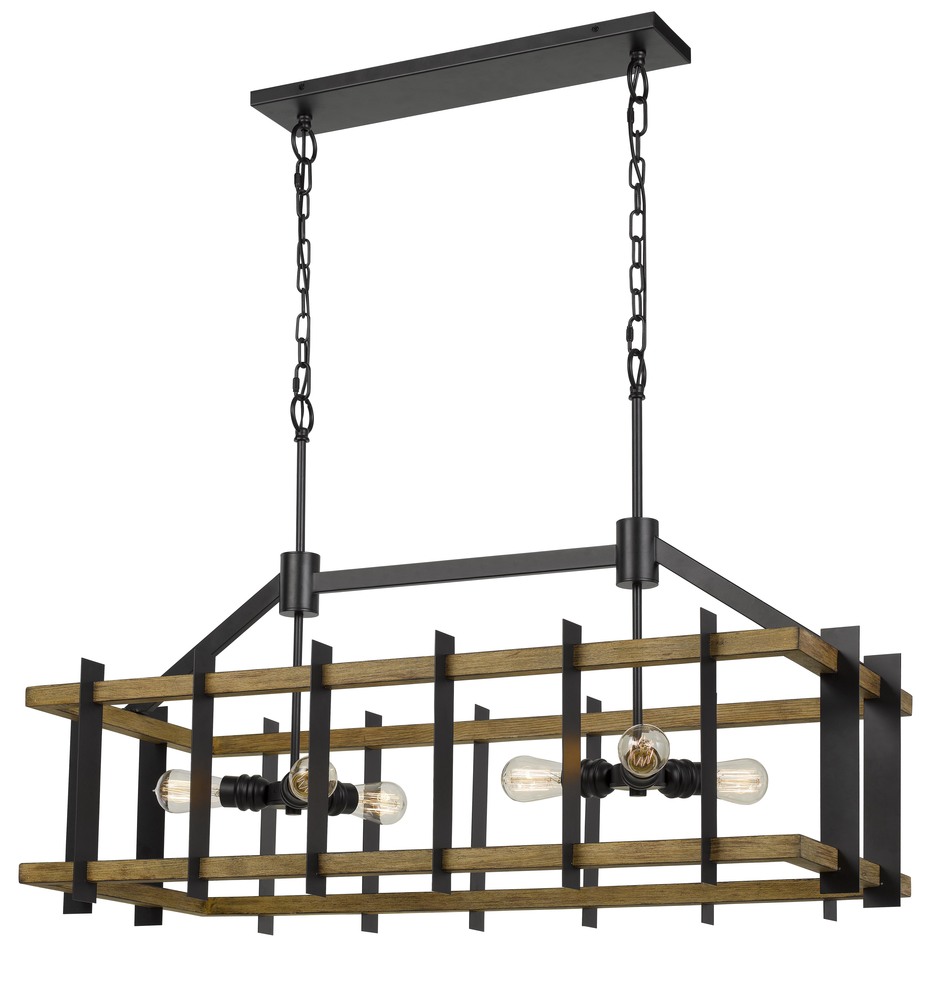 26.75&#34; Height Pine Wood and Metal Fixture in Iron and Light Oak Finish