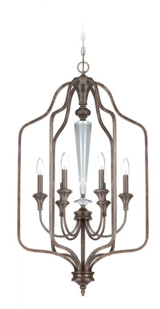 Boulevard 6 Light Foyer in Mocha Bronze/Silver Accents