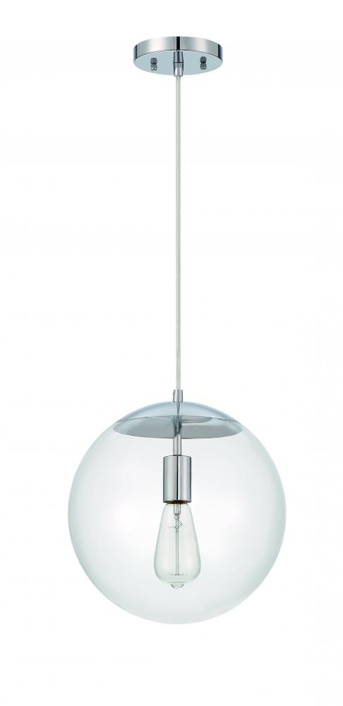 1 Light Medium Pendant with Clear Glass