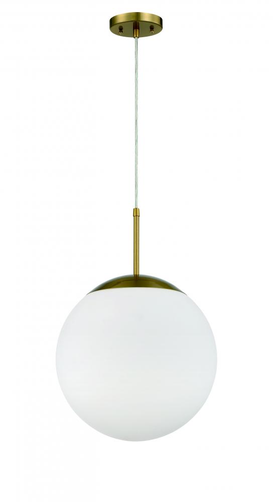 1 Light Large Pendant with White Glass