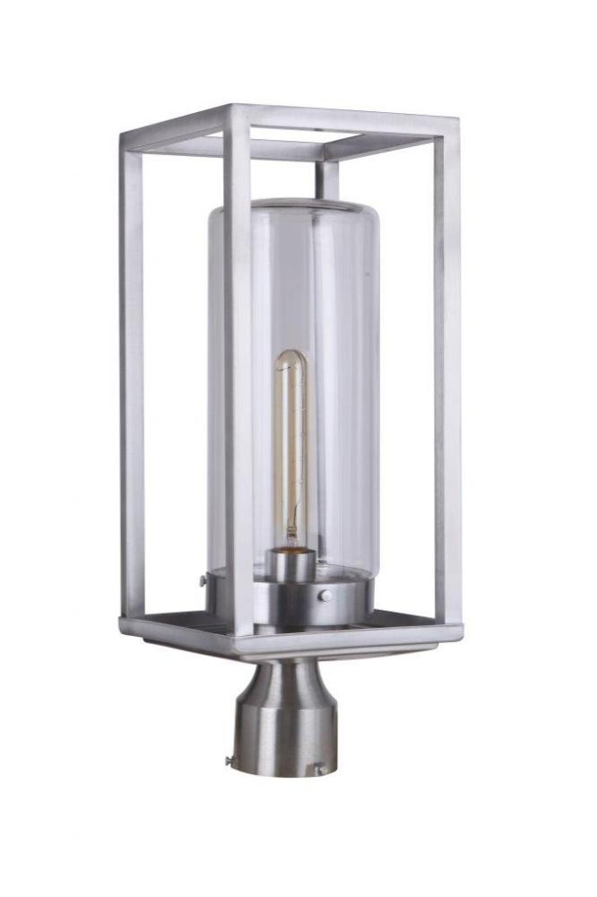 Neo 1 Light Outdoor Post Lantern in Satin Aluminum
