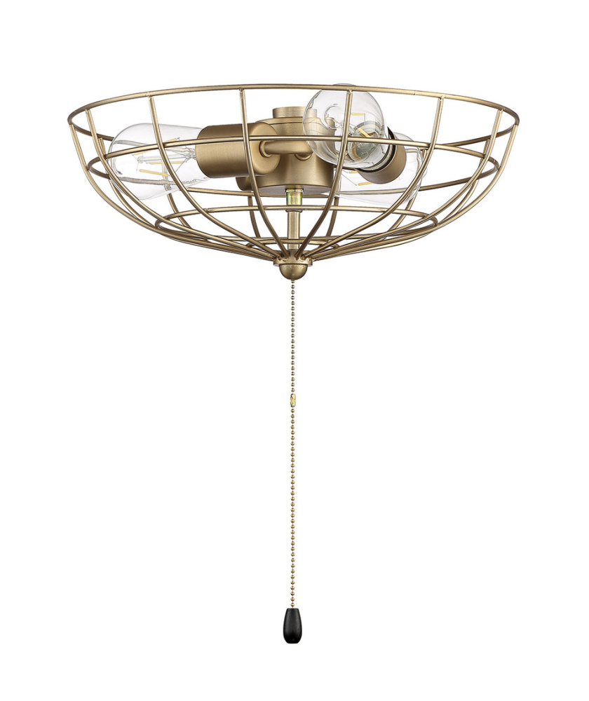3 Light Cage Bowl LED Light Kit in Satin Brass