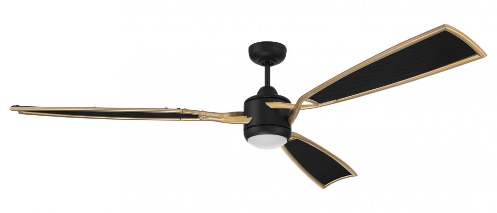 72&#34; Viva in Flat Black/Satin Brass w/ Flat Black Fabric Texture ABS Blades