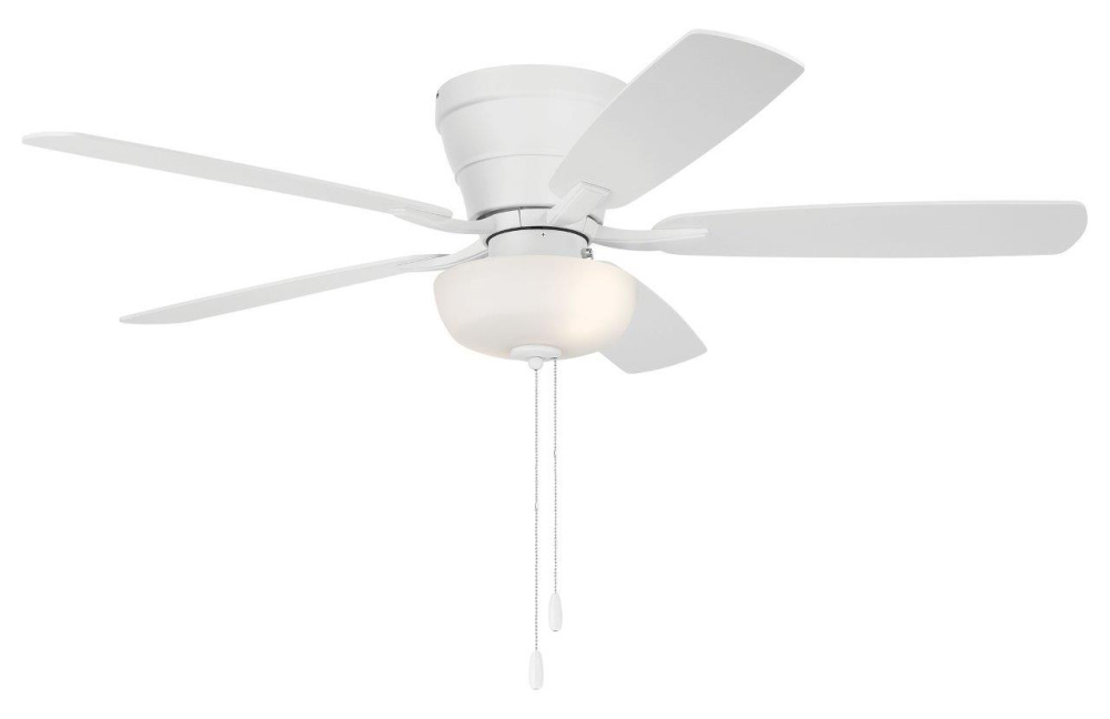 52&#34; Wheeler 2-Light Bowl in White w/ White/Washed Oak Blades