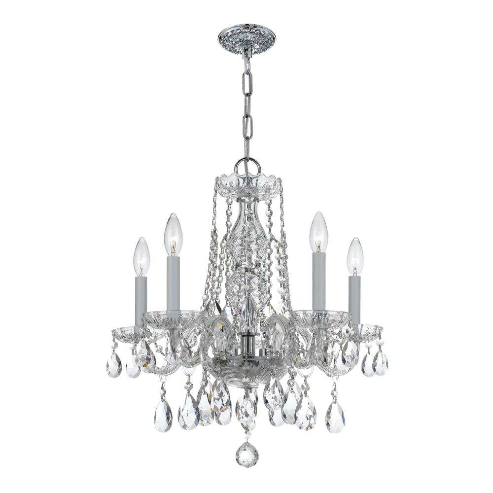 Traditional Crystal 5 Light Spectra Crystal Polished Chrome Chandelier