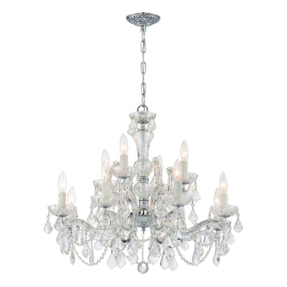 Maria Theresa 12 Light Clear Italian Crystal Polished Chrome Chandelier