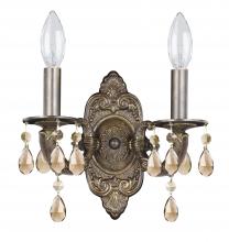 Crystorama 5022-VB-GT-MWP - Paris Market 2 Light Golden Teak Crystal Venetian Bronze Wall Mount