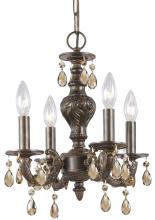 Crystorama 5024-VB-GT-MWP - Paris Market 4 Light Golden Teak Crystal Venetian Bronze Mini Chandelier