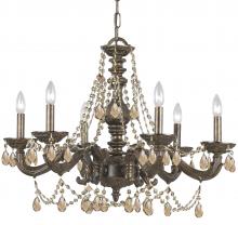 Crystorama 5026-VB-GT-MWP - Paris Market 6 Light Golden Teak Crystal Venetian Bronze Chandelier