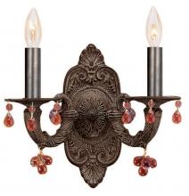 Crystorama 5200-VB-AMBER - Paris Market 2 Light Amber Crystal Venetian Bronze Wall Mount