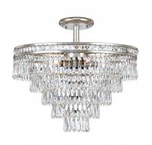 Crystorama 5264-OS-CL-MWP_CEILING - Mercer 7 Light Hand Cut Crystal Olde Silver Ceiling Mount