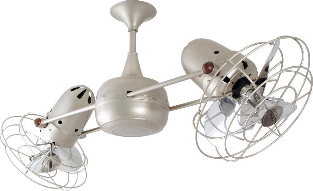 Duplo Dinamico 360” rotational dual head ceiling fan in Brushed Nickel finish with metal blades