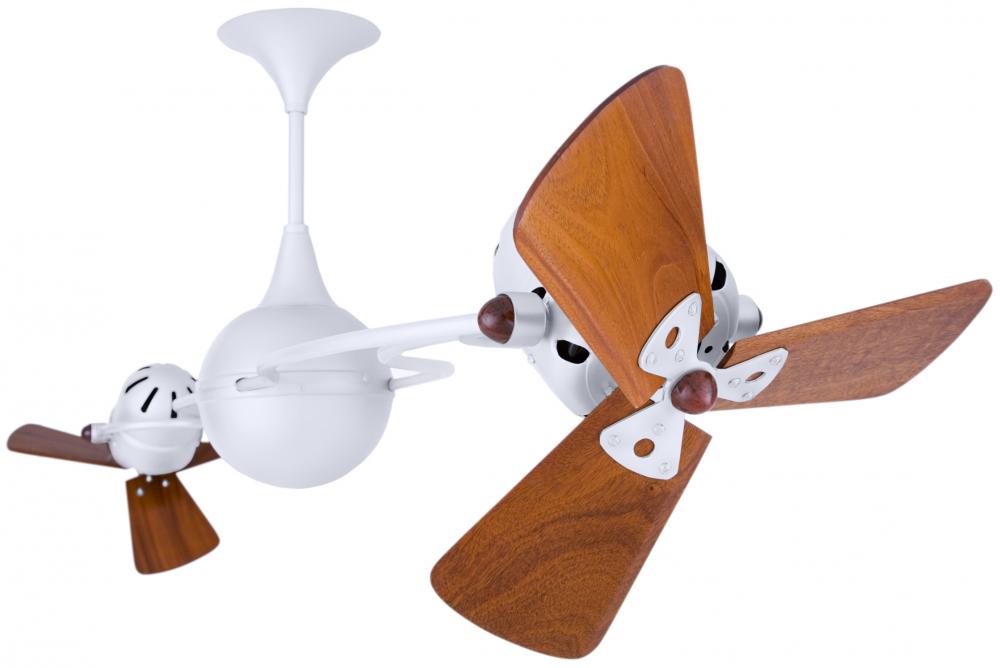 Italo Ventania 360° dual headed rotational ceiling fan in gloss white finish with solid sustainab