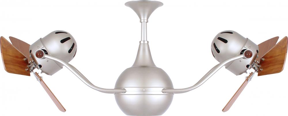 Vent-Bettina 360° dual headed rotational ceiling fan in brushed nickel finish with solid sustaina