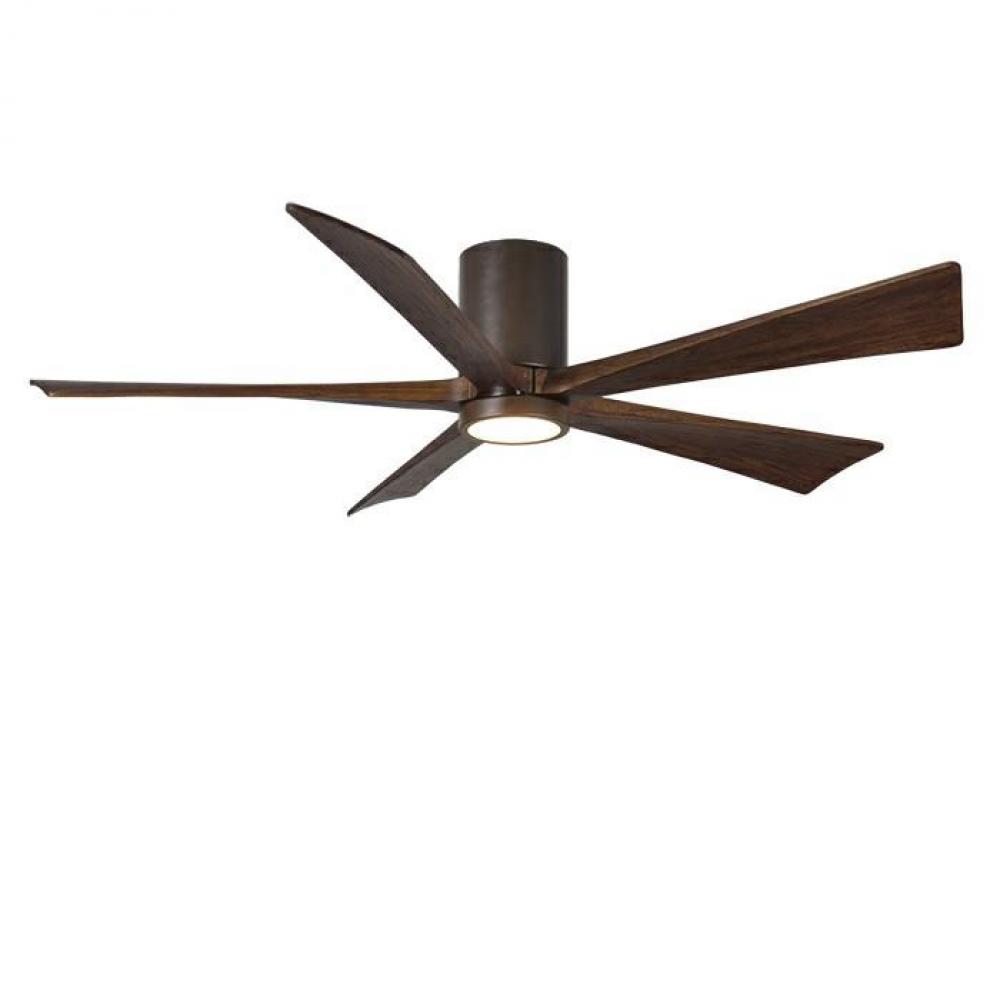 Irene-5H five-blade flush mount paddle fan in Textured Bronze finish with 60” solid walnut tone