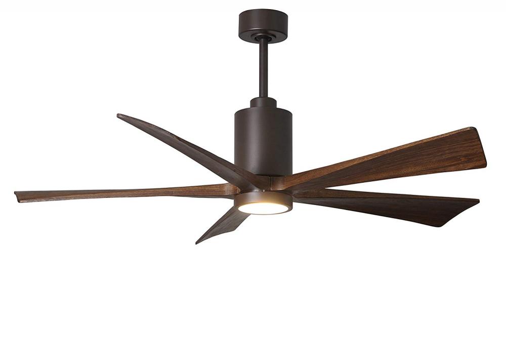 Patricia-3 three-blade ceiling fan in Textured Bronze finish with 60” solid walnut tone blades a