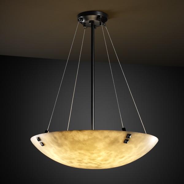 18&#34; Pendant Bowl w/ Concentric Squares Finials
