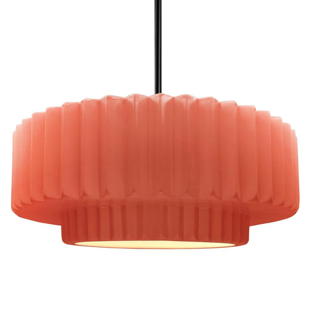 Large Tier Pleated LED Pendant