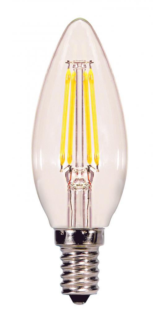 3.5 Watt C11 LED; Clear; Candelabra base; 3000K; 350 Lumens; 120 Volt